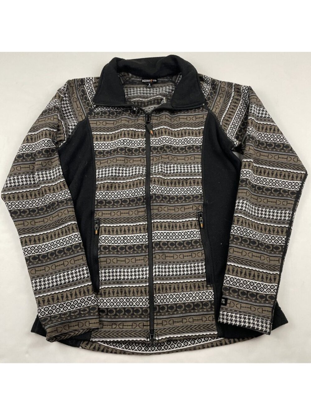 Kerrits Equestrian Fleece Jacket Women’s S Full Zip Geometric Print Poly Stretch